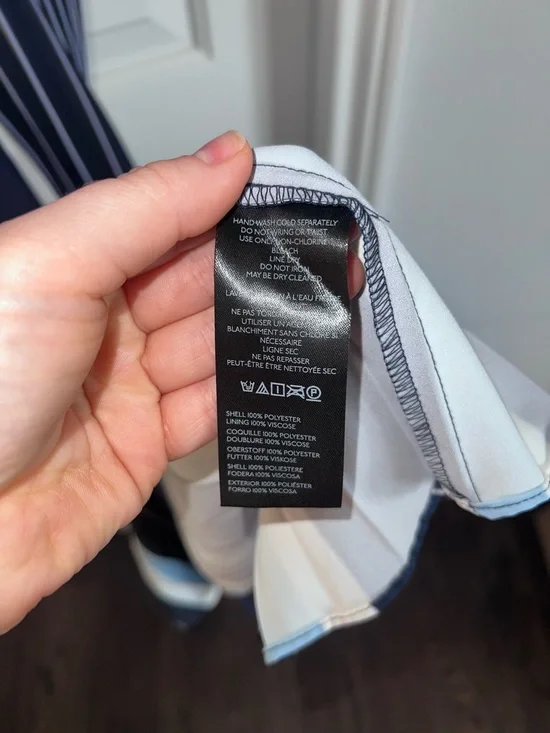 Anthropologie Navy and White Striped Halter Midi Dress - Picture 5 of 8